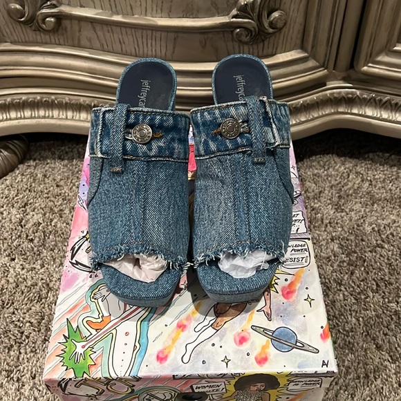 Jeffrey Campbell Magda Denim Mules 9 EUC - Picture 3 of 6